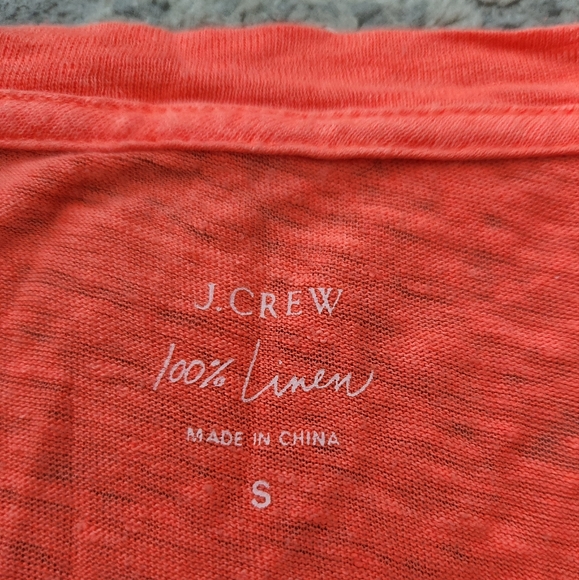 J Crew | Orange Vneck Linen Top - Picture 3 of 4